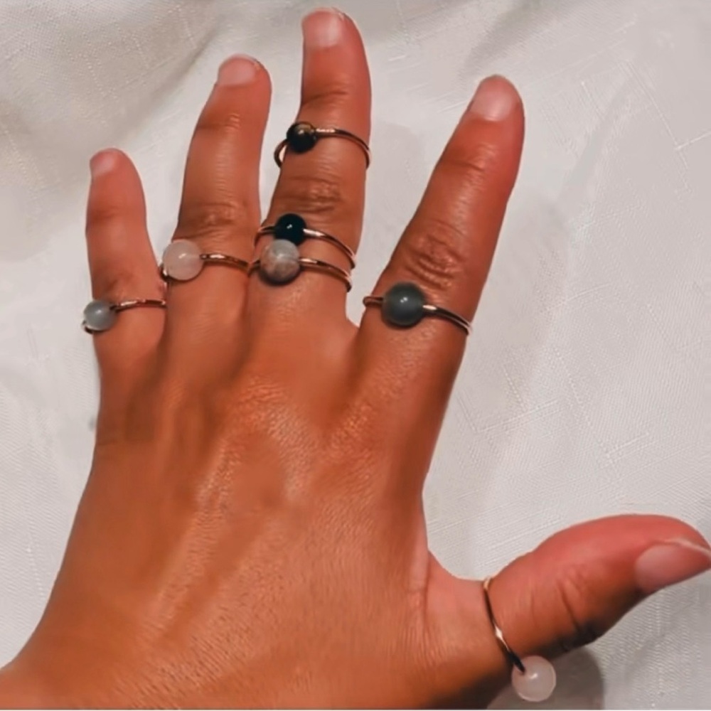Handmade Copper Stackable Rings with Gemstones - Picture 3 of 3